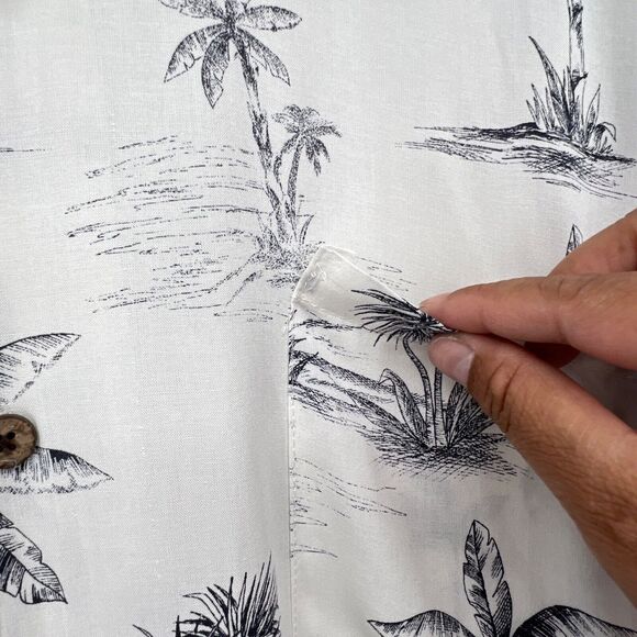 NWT Joe Marlin Hawaiian Shirt Men's 4X White Short Sleeve Palm Print - Picture 5 of 8